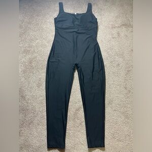 Popilush xxl jumpsuit bodycon square neck built in bra black sleeveless tank